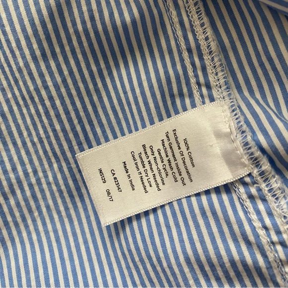 Talbots embroidered blue striped dress shirt, Size XS - Picture 7 of 9